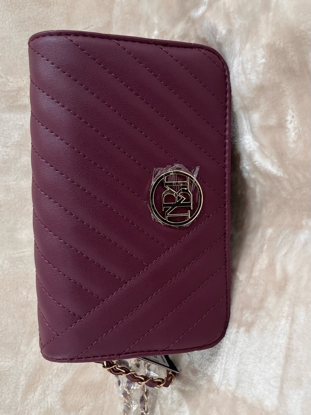 BM Plum Quilted Vegan Leather Crossbody Bag